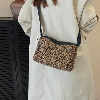 Koreaanse Retro Luipaardprint Nylon Kleine Crossbody Schoudertas