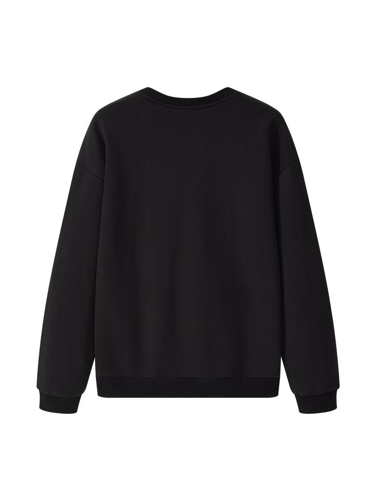 Men's Dunhuang Print Heavyweight Black Hoodie, Long Sleeve, Pure Cotton, 380G, Autumn/Winter.