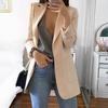 Women Suit Coat Lapel Long Sleeve Open Front Suit Jacket with Pockets Solid Color Slim Fit Office Work Basic Outerwear