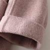 Women Winter Overcoat Woolen Coat Double Breasted Mid Length Formal Business Jacket Turn Down Collar OL Commuting Solid Color Thick Outerwear
