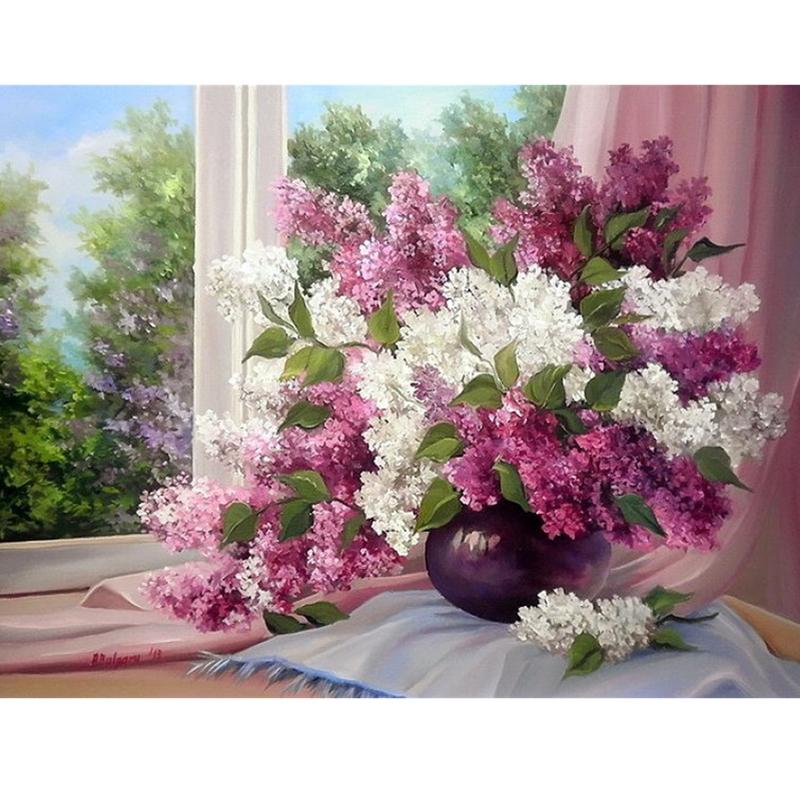 Artistic Flower Picture Unframd Handmade Oil Painting DIY Digital Kits Canvas Draw Home Decro Gift