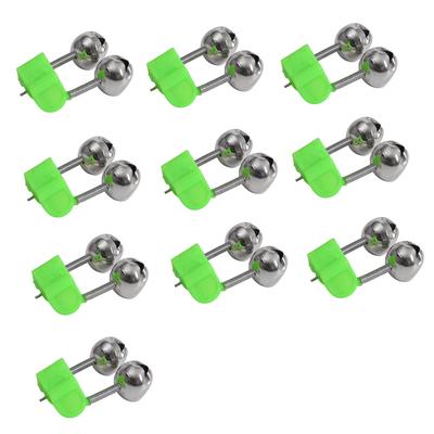 10Pcs Braçadeira de ponta de vara de pescar Vara de pesca Alarme de peixe Alerta de anel de sino duplo Clipe
