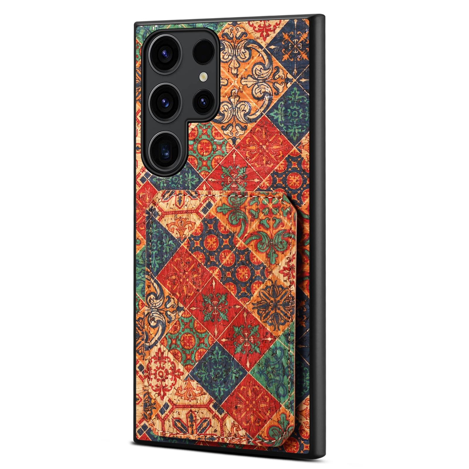 

For Samsung Galaxy S25 Ultra Case with Card Holder Kickstand Flowers Design Leather Phone Cover Winter/Blue