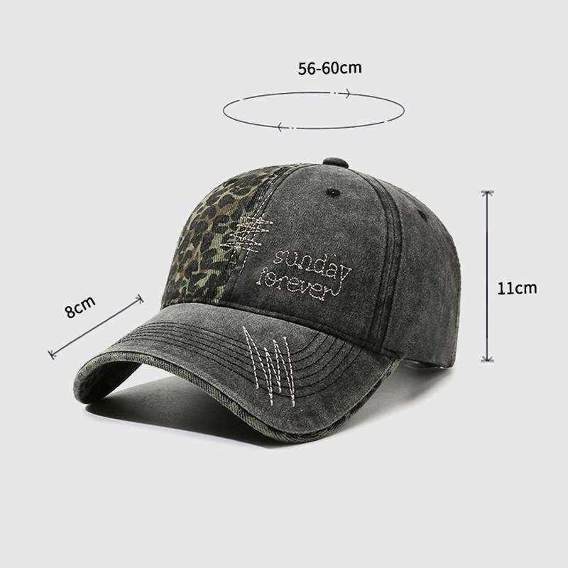 Leopard Print Stitching Baseball Cap Unisex Vintage Embroidered Peaked Cap Outdoor Couple Sun Hat