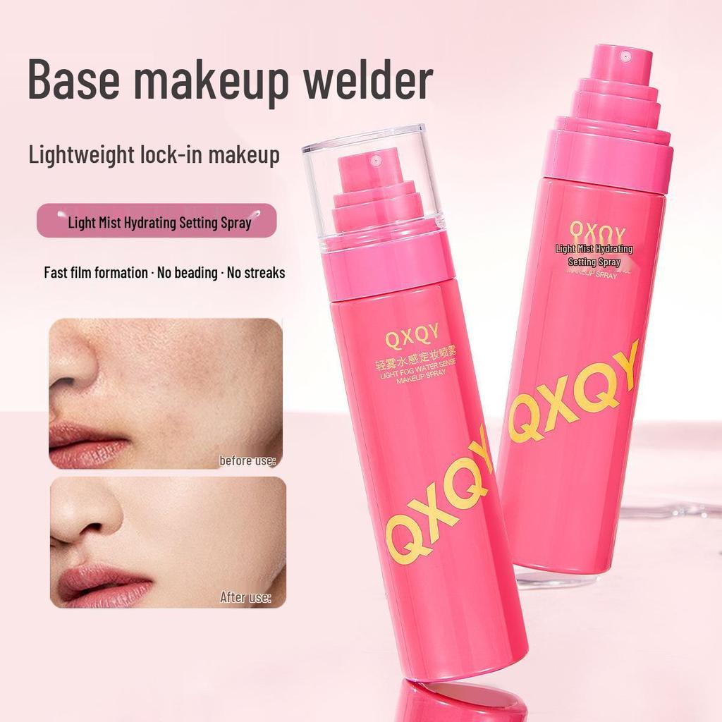 QXQY Makeup Light Mist Setting Spray - Oil Control, Waterproof, Sweatproof, Long-Lasting, No Smudge, Watery Glow, Fast-Drying Film.