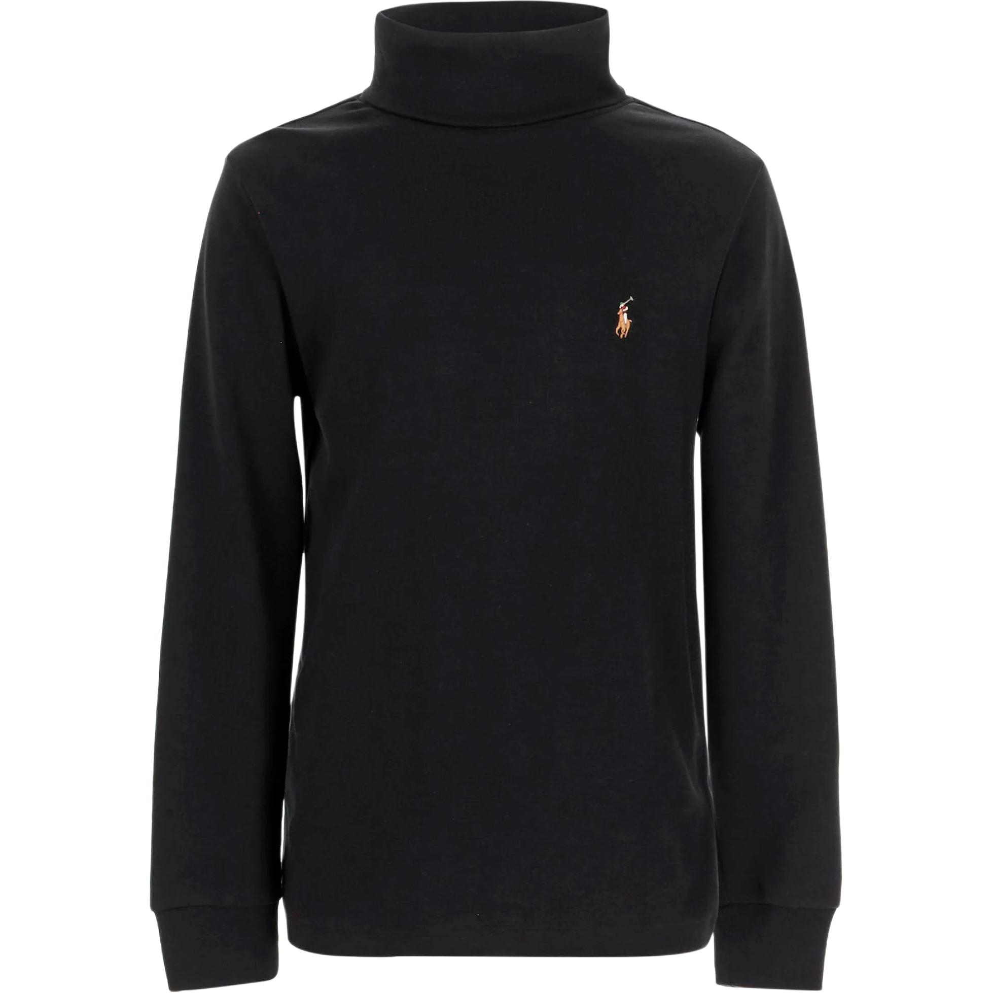 

Детская футболка Polo Ralph Lauren с логотипом, рубчатая, с длинным рукавом, с высоким воротом, детские топы, черный 323952435-001 L