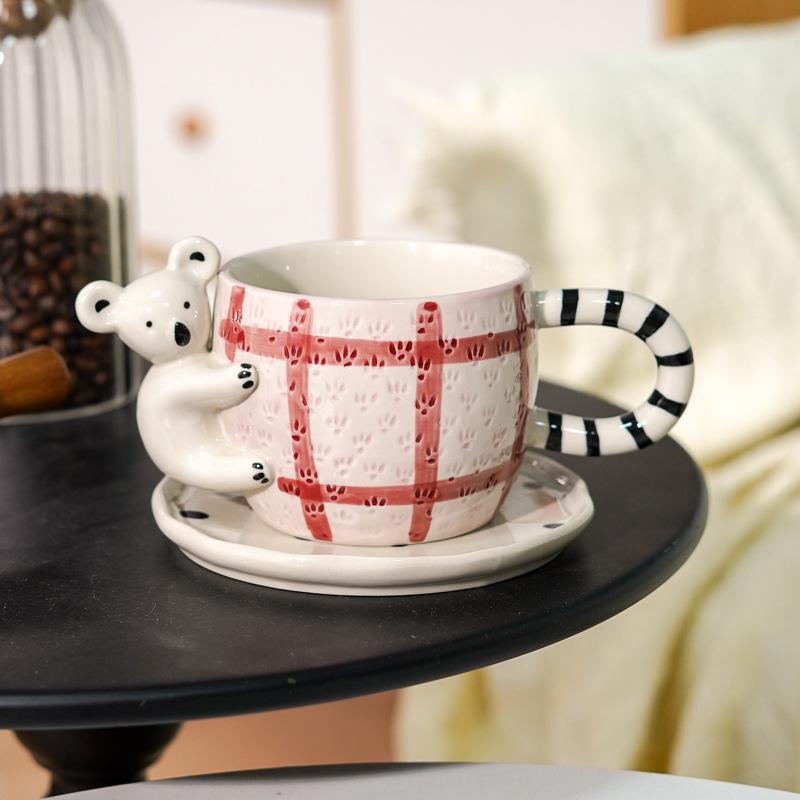 

3D Koala Ceramic Coffee Mug with Handle: Hand-Painted, Beautiful Design for Couples 350ml
