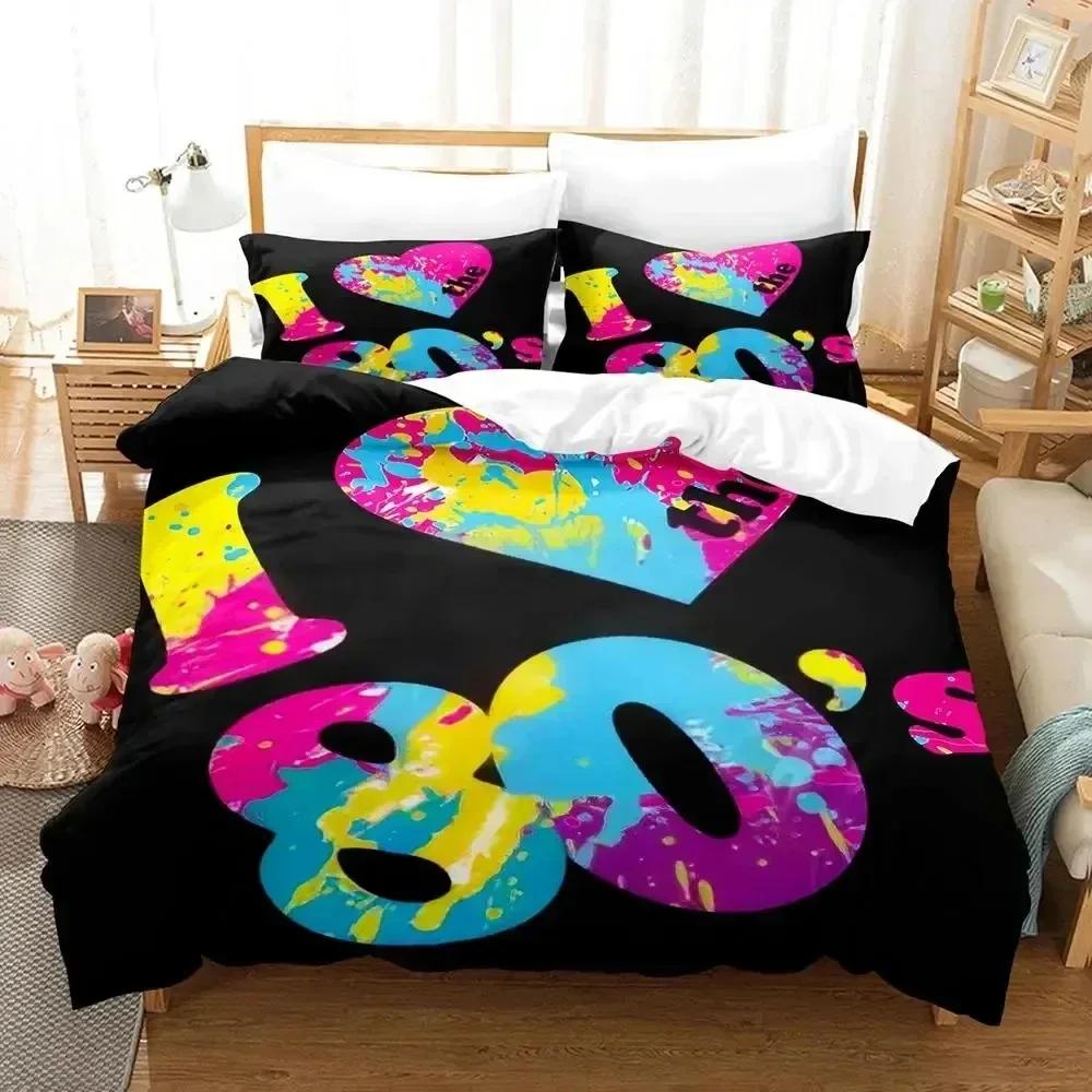 TV Series I Love The 80s Logo Bedding Set Duvet Cover Soft Quilt Cover Pillowcase Comforter King Queen Size For Boys Adult Size