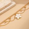 Gold Oil-Dripped Foot Chain Adjustable Beach Jewelry Simple Flower Pendant Anklet  Party