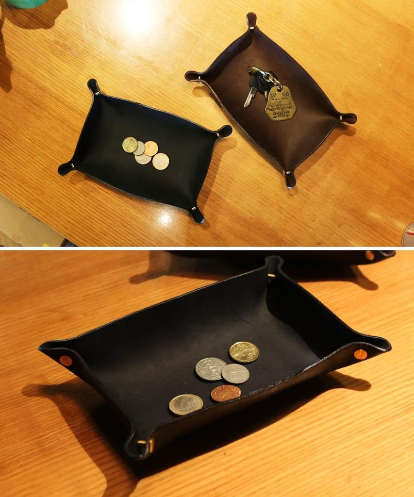 LODGE COFFEE Cash Tray, Italian Leather Accessory Tray, Small Item Holder, Genuine Leather, Made In Japan (Brown)