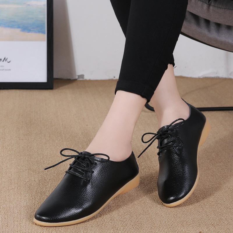 Sommer Frauen Wohnungen Schuhe Ausschnitte Echtes Leder Loafer Schuhe Frau Atmungsaktive Ballerinas Oxford Frauen Casual Schuhe