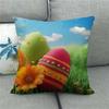 Easter Cushion Cover Cute Bunny Eggs Printed Pillow Covers 18x18 Inches Easter Decorations Hare Rabbit Flower Linen Pillowcase