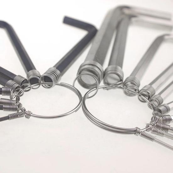 8Pcs Steel Hexagon Hex End Key Wrench Set with Spring Circle Bike Repair Tool