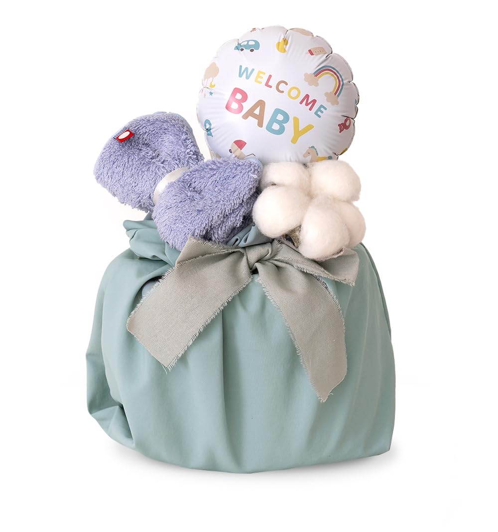 

regalo bel diaper cake, perfect for baby showers, girls, or boys. Cute Imabari towel gift set for babies. Nature (Blue, Pampers Small)