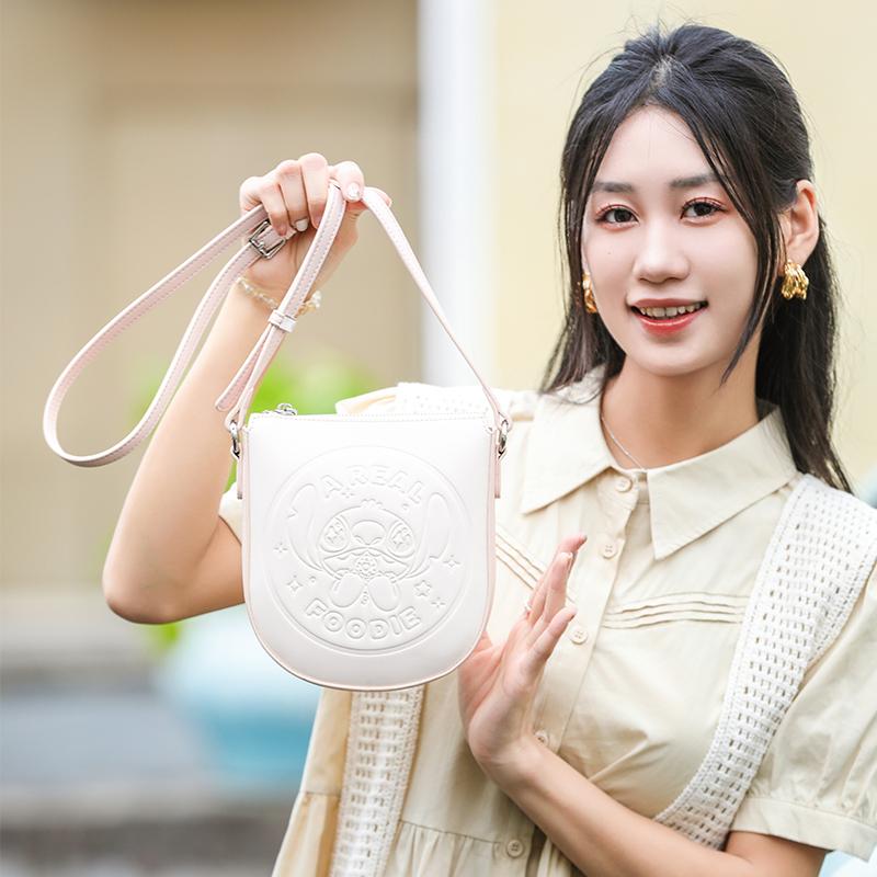 New Disney Stitch Series PU Handbag, Shoulder Bag Regular Women's Cherry Blossom Pink/Glacier Purple BMK-71594