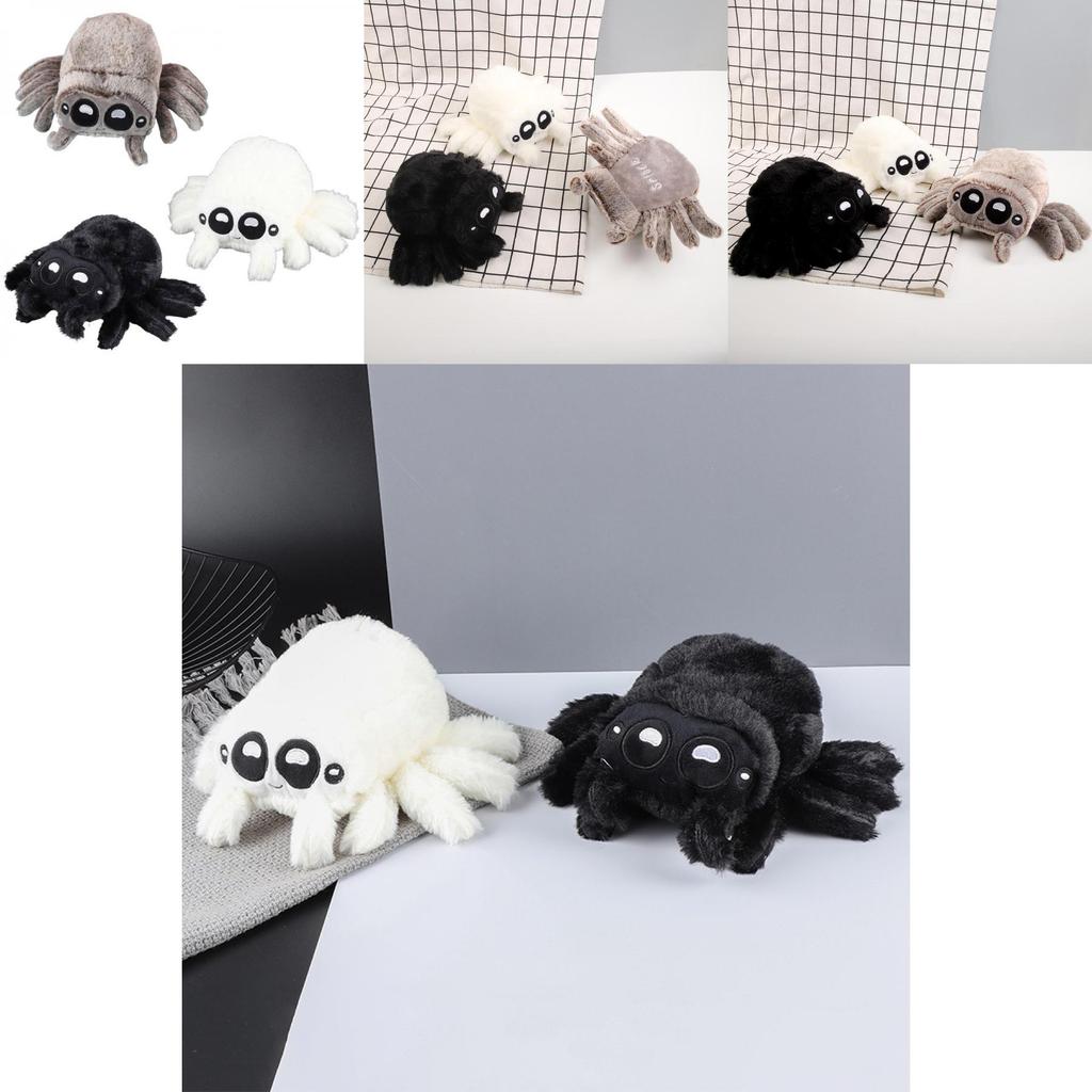 Adorable Plush Spider Toy With Realistic Features In Black White Colorful Design
