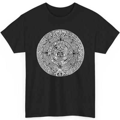 T-shirt Dettagliata Calendario Azteco Pietra del Sole Maya Patrimonio Messicano Arte Tribale Regalo