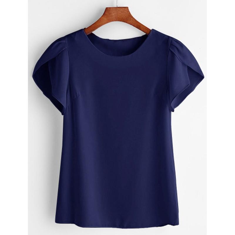 Summer Women Lotus Short Sleeve Blouse Tops Ladies Loose T Shirt Casual Top Tee