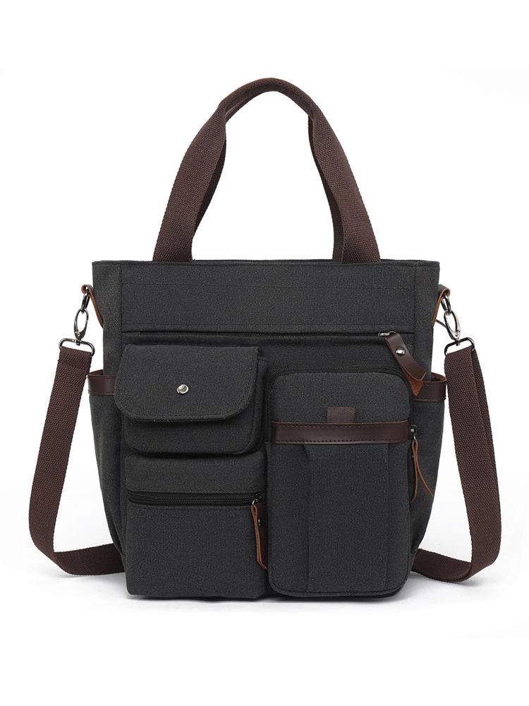 

Мужская многофункциональная холщовая сумка-тоут через плечо - Модная, простая, универсальная сумка 28x12x36 cm чёрный