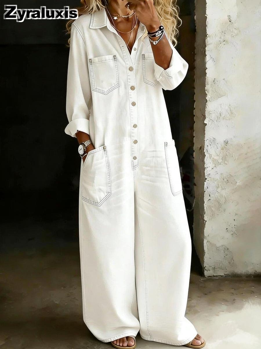 Streetwear Vintage Plašu Kāju Džinsa Jumpsuits
