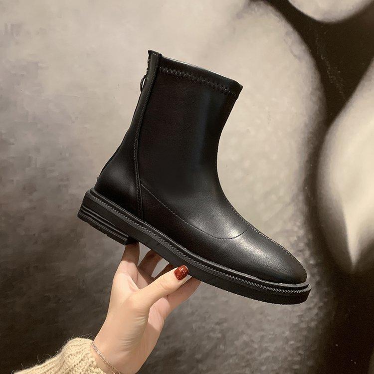 Soft Leather Skinny Martin Boots Autumn ins Chelsea Skinny Single Boots Women