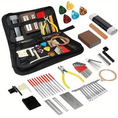Kit d'outils de réparation de guitare 25/72 avec sac de transport, cadeau idéal pour les amateurs de musique ou d'instruments à cordes