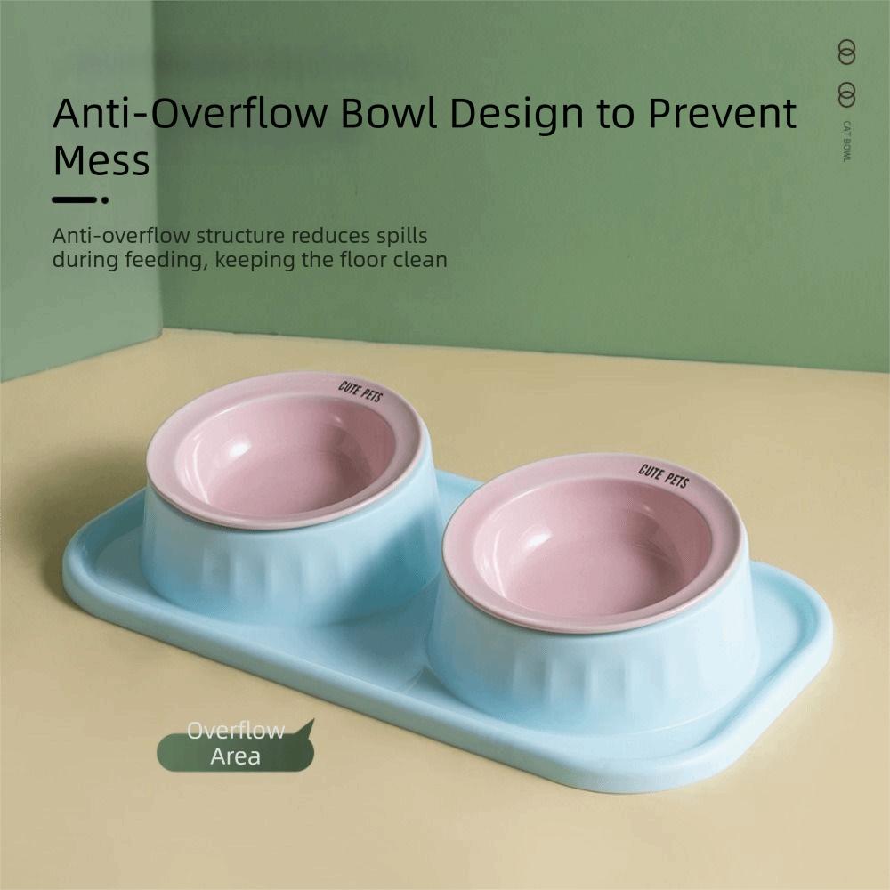 Ceramic Double Pet Bowl Anti-tip Pet Feeding Bowl Dog Bowl Double Pet Feeding Bowl Set Indoor