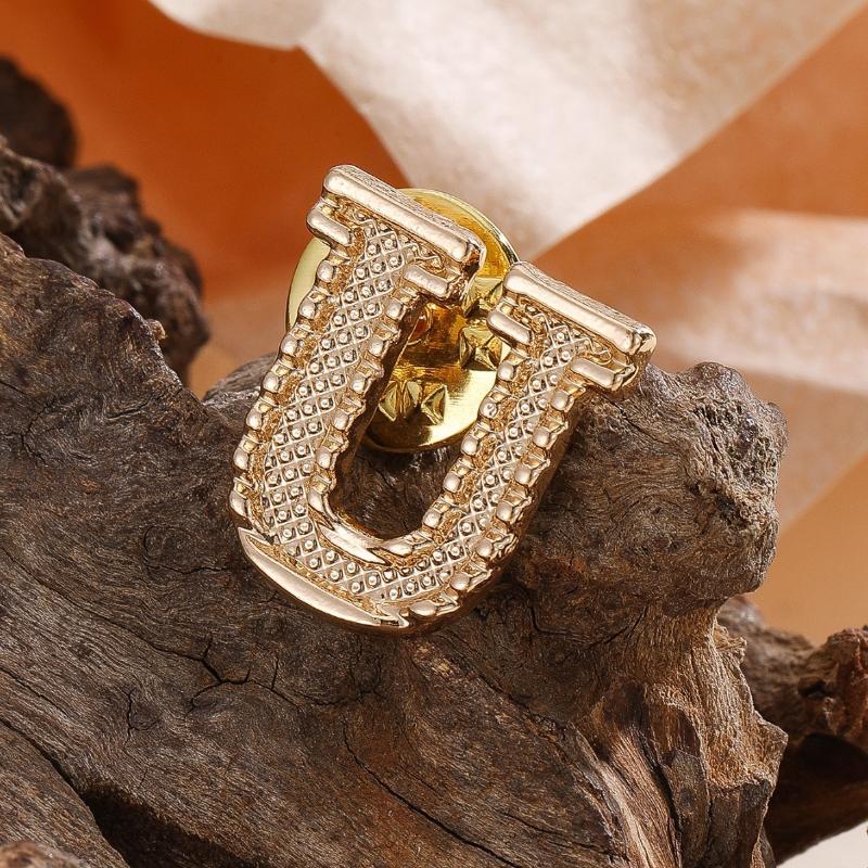 2Pcs New Metal Initial A To Z 26 Letters Pin Suit Shirt Collar Lapel Brooch Pin Badge Fashion Jewelry For Men Women Accessories