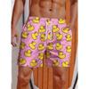 Men's Shorts Hawaiian Yellow Duck Printed Surfing Shorts Quick Dry Beach Swiming Hip Hop Short Pants Beach Clothes