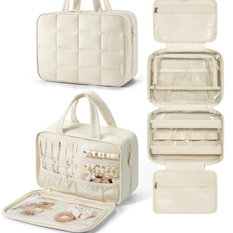 

Fluffy Travel Toiletry Bag with Jewelry Storage and Hanging Pouch Small 28*12*20cm бежевый