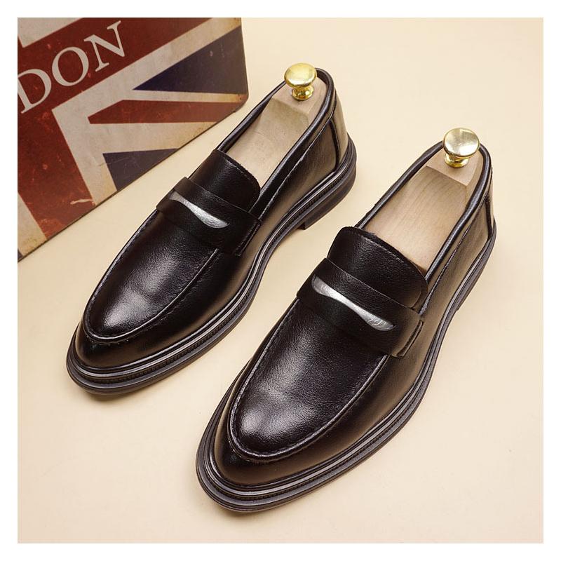 

men s casual business office formal dress shoes slip-on flats shoe black stylish original leather loafers breathable footwear 270 чорний