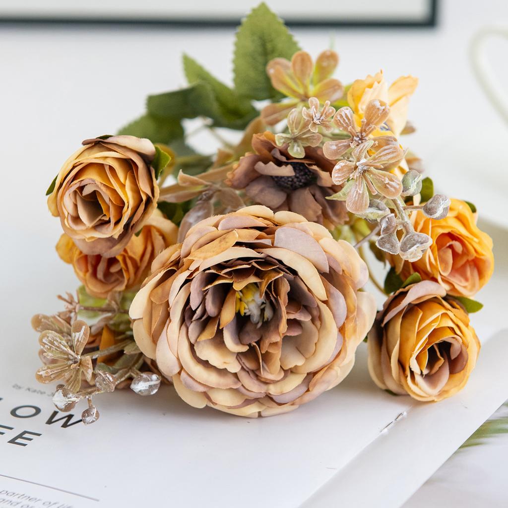 1/2PCS Artificial Roses Flowers Wedding Home Bedroom Decor Bridal Bouquets Garden Fake Silk Peony Hydrangeas Vase Board Outdoors