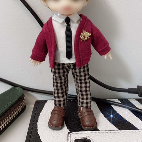 HIGHAWK Shoes for 11cm Body, OB11 Size, Obitsu 11 Obitsu Doll, Leather Shoes, Japanese Style (Black)