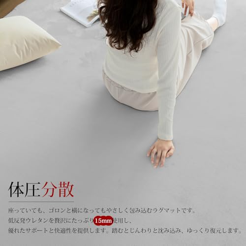 Sun Deco Rug Carpet, Memory Foam Rug, Round, Extra Thick 20mm, 190cm Diameter, I014-R190GY-A