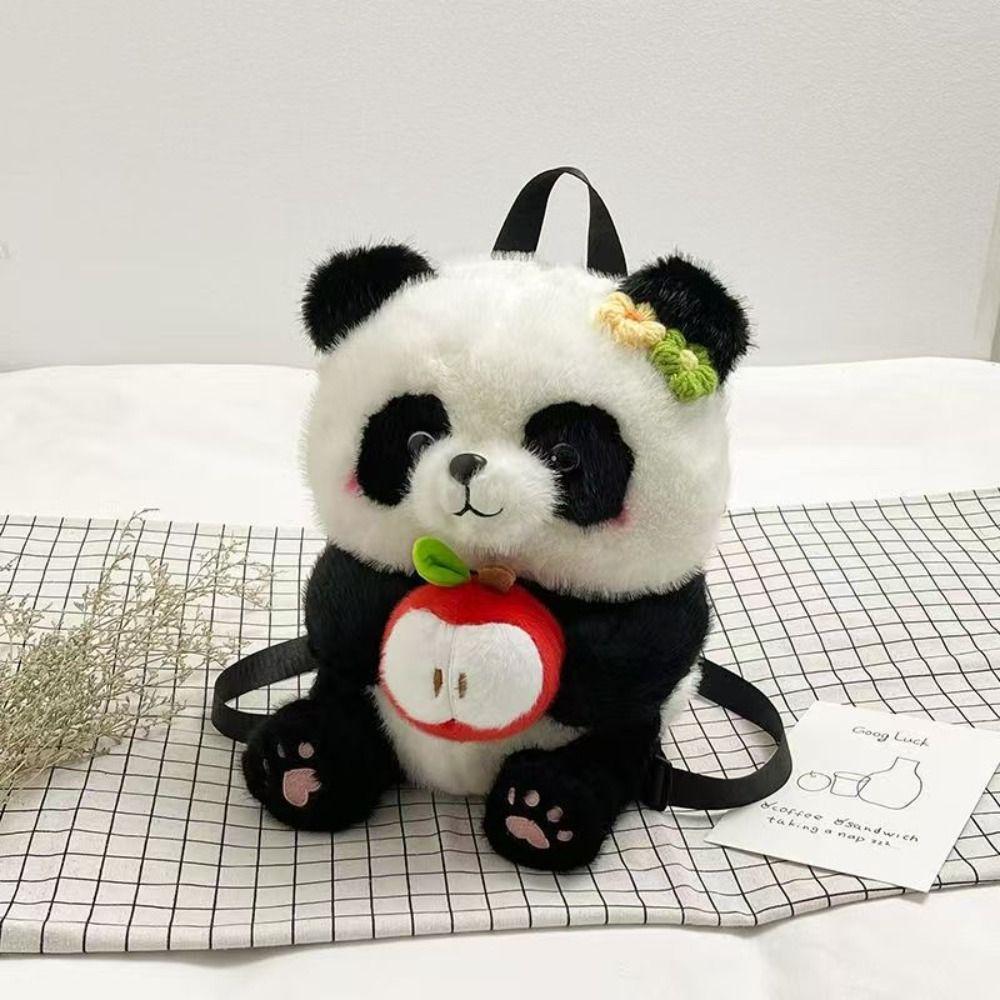 Large Capacity Panda Shaped Design Backpack Collection Animal Doll Plush Schoolbag  Birthday Gift