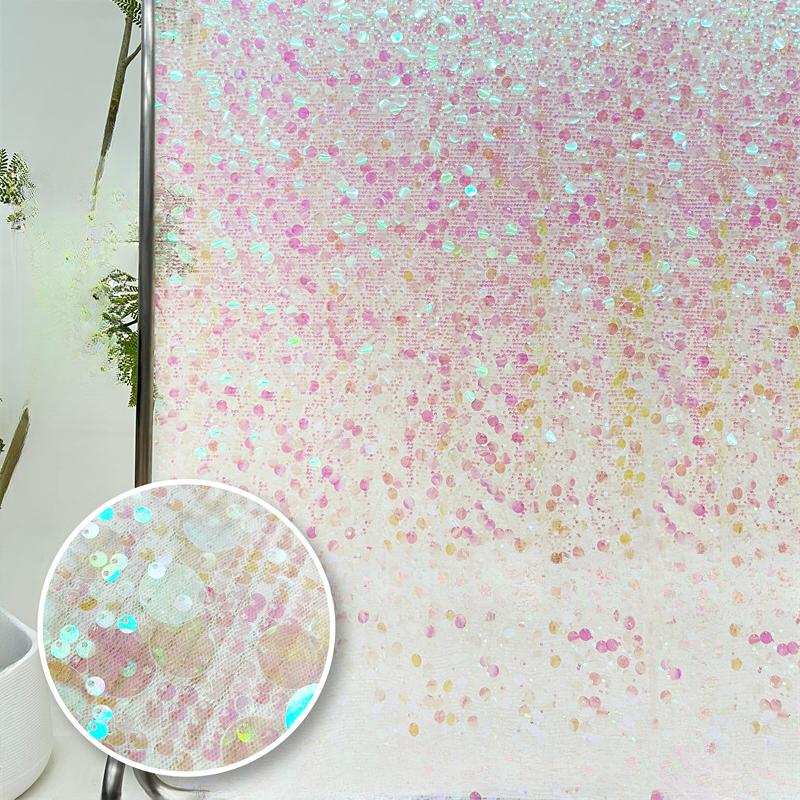 5+18mm Sequin Mesh Lace Fabric for Sewing High Quality Wedding Party Dress Clothing Patchwork DIY Apparel Sewing Supplies