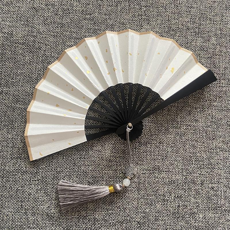 

13/16cm Mini Chinese Folding Bamboo Fan Blank Hand Paper Fans Antique Tassel Bamboo Handle Hand Party Decor Ornaments Gift 16.5cm