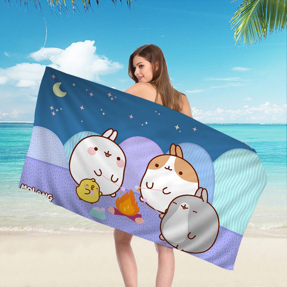 Kawaii M-Molangs Microfiber Beach Towel Absorbent Quick Dry Soft Yoga Swimming Resort Mountain Climbing Towel