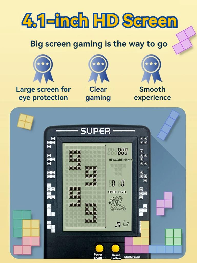 Classic Retro Handheld Game Players for Tetris Console Large Screen Children's Nostalgic Pocket Game Machine Kids Puzzle Toys