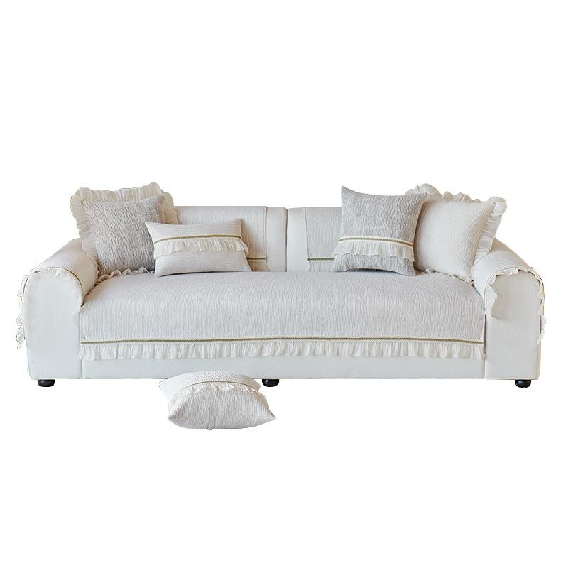 Französischer Creme-Wind Neue Chenille-Sofakissen Vier Jahreszeiten Universal Rutschfest All-Inclusive Universal-Schutzbezug Sitzkissen