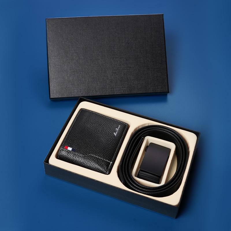 

Мужской ремень-кошелек в подарочной коробке, автоматическая пряжка, брючный ремень, комбинация кошелька, подарок для делового костюма 130cm