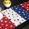 1pcs, Linen Fourth of July Place Mats Set in Red White and Blue with Summer Theme for Independence Day Party Decoration
