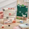 Desktop Permanent Calendar with Wood Stand ABS Permanent Countdown Calendar with 3 Rings for Office Desk Date Reminder