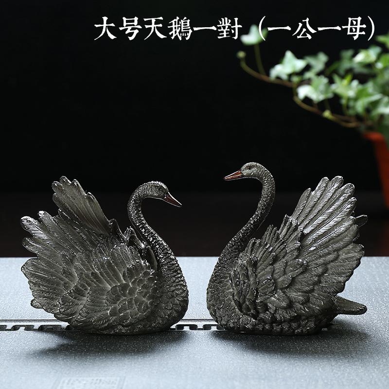 Heat Activated Color Changing Swan Tea Pet Resin Figurine for Tea Ceremony Desk Decoration Feng Shui Ornament Gift