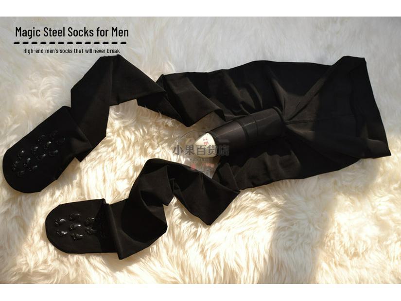 Men's Large Anti-Snag Pantyhose: Sexy Black Open Crotch Steel Stockings Set