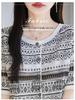 Women's Retro Jacquard Knit Cardigan - Spring/Summer, Round Neck, Long Sleeve, Loose Fit, Casual & Versatile.