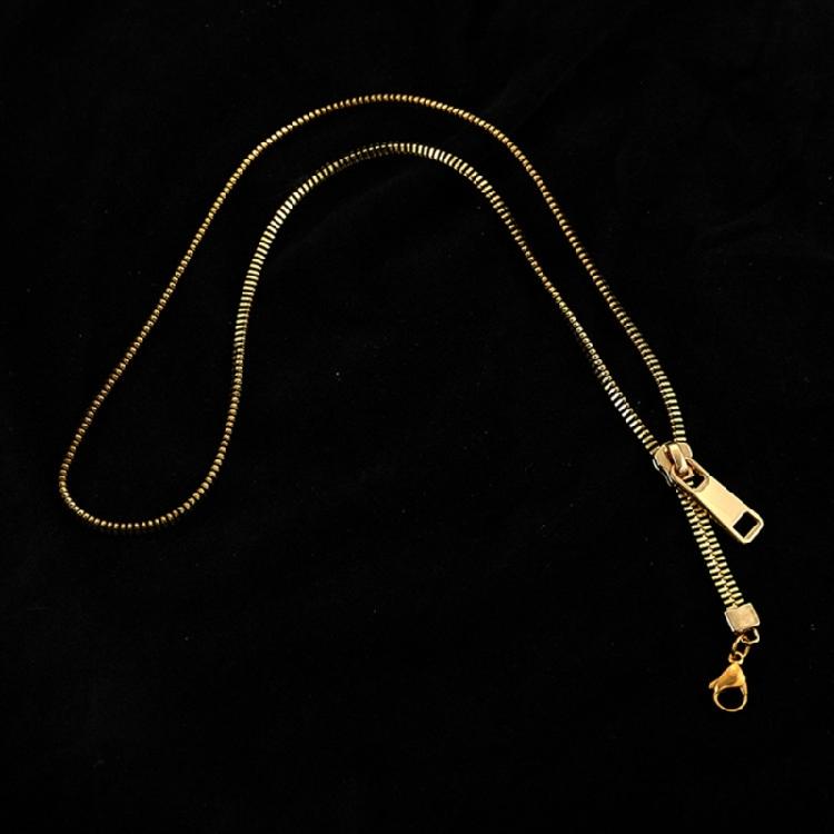 Zipper Chain Necklace Women Men Gold Color Metal Multipurpose Necklace Jewelry