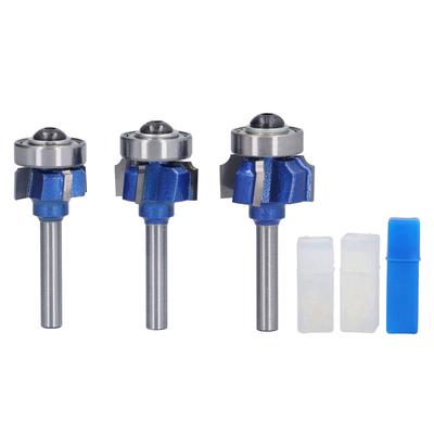 3 Stück Abrundfräser Holzbearbeitung Fräser Abkanten Messer 4 Schneiden 6mm Schaft R1 R2 R3
