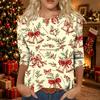 Women's Casual Three-Quarter Sleeve Christmas Print Round Neck Top