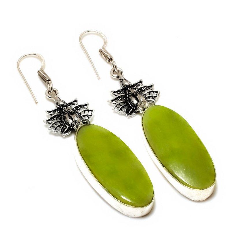 

Ювелирные серьги ручной работы с нефритом 925 пробы, посеребренные, 2,65 дюйма